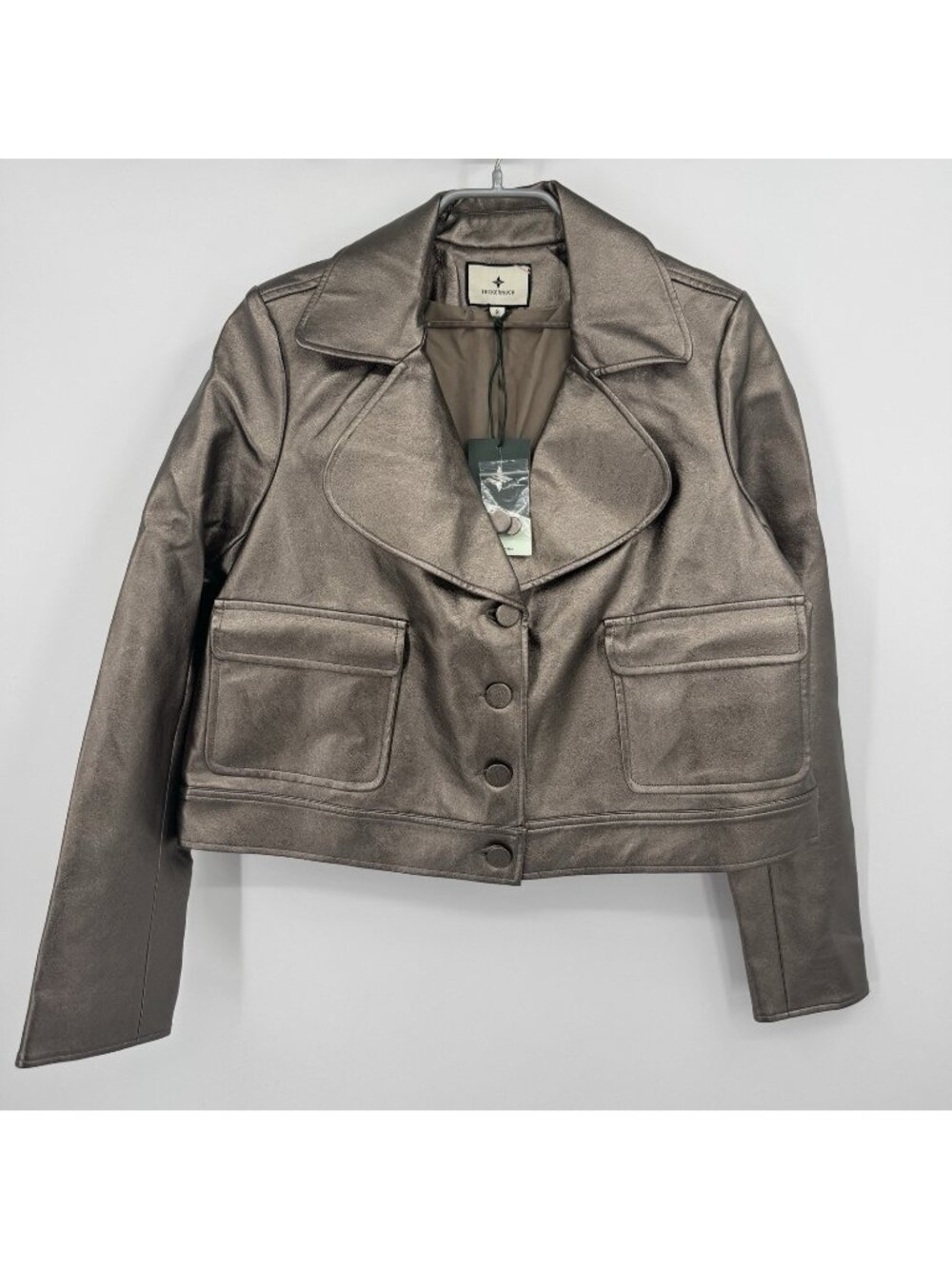 Tuckernuck Metallic Beale Cropped Statement Blazer size S Small NWT Faux Leather